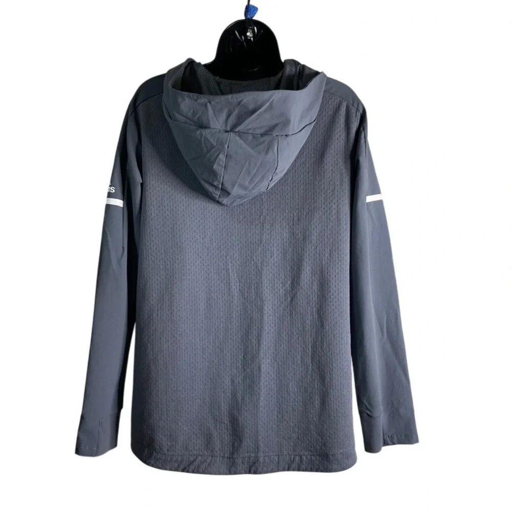 Adidas Womens Sz Medium Gray Mesh Body Full Zip Hooded Squad‎ Jacket Performance
